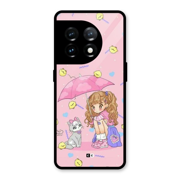 Girl With Cat Glass Back Case for OnePlus 11