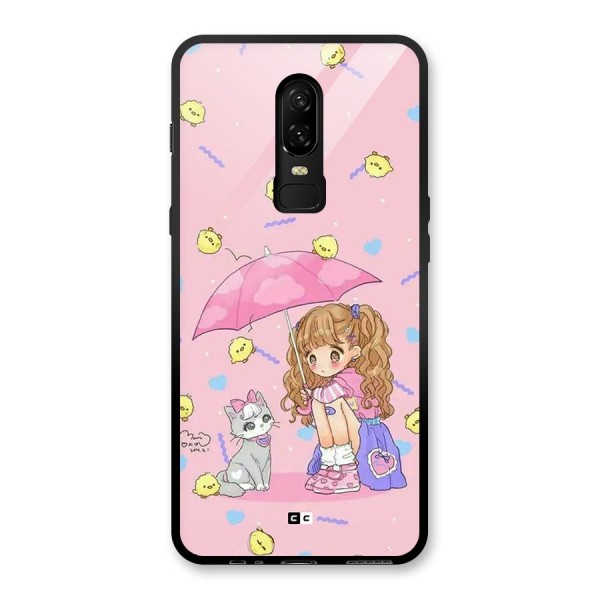 Girl With Cat Glass Back Case for OnePlus 6