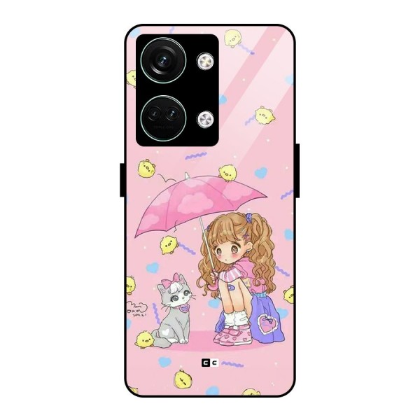 Girl With Cat Glass Back Case for Oneplus Nord 3