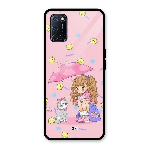 Girl With Cat Glass Back Case for Oppo A52