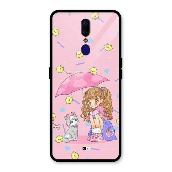 Girl With Cat Glass Back Case for Oppo F11