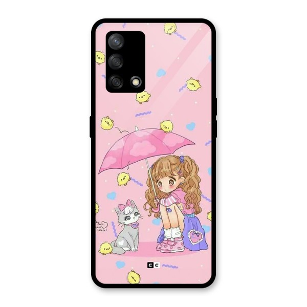 Girl With Cat Glass Back Case for Oppo F19