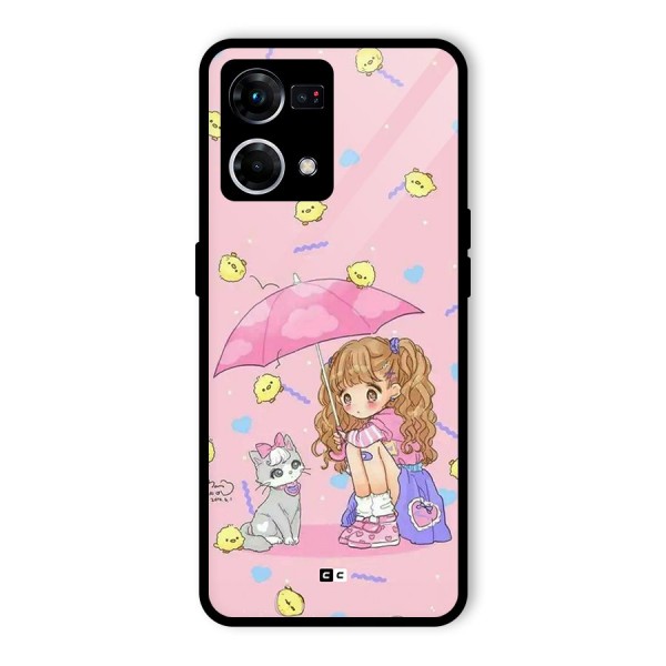 Girl With Cat Glass Back Case for Oppo F21 Pro 5G