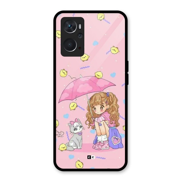 Girl With Cat Glass Back Case for Oppo K10 4G