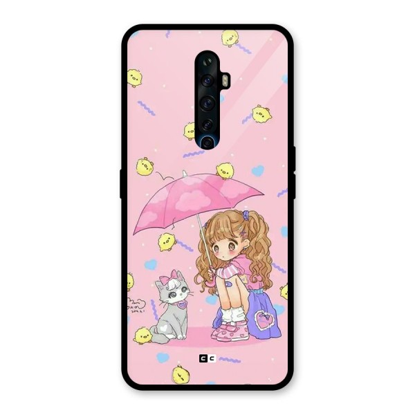 Girl With Cat Glass Back Case for Oppo Reno2 F