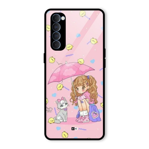 Girl With Cat Glass Back Case for Oppo Reno4 Pro