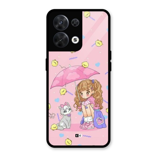 Girl With Cat Glass Back Case for Oppo Reno8 5G