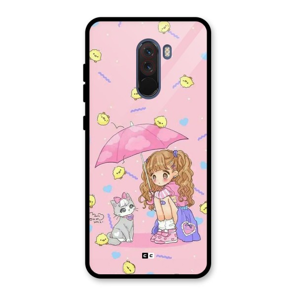 Girl With Cat Glass Back Case for Poco F1