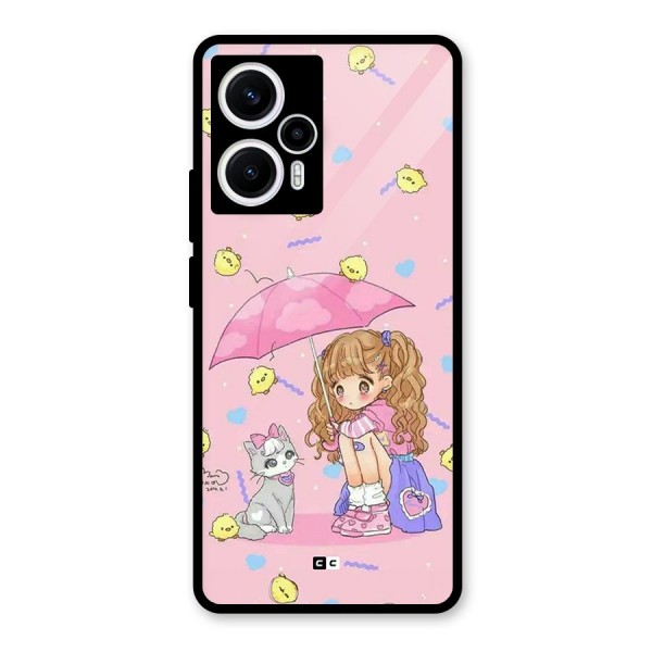 Girl With Cat Glass Back Case for Poco F5