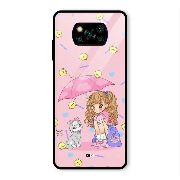 Girl With Cat Glass Back Case for Poco X3 Pro