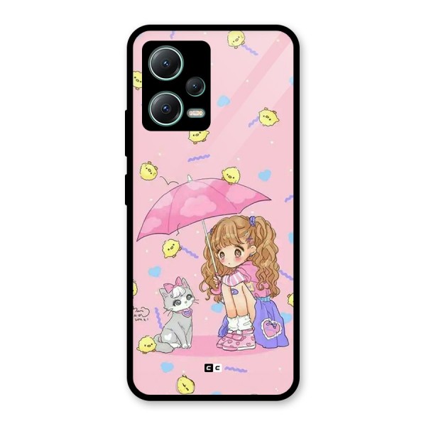 Girl With Cat Glass Back Case for Poco X5