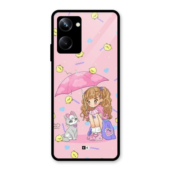 Girl With Cat Glass Back Case for Realme 10 Pro