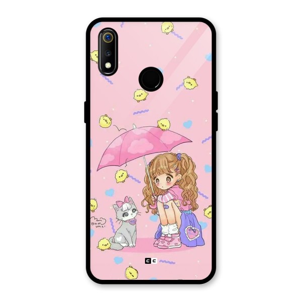 Girl With Cat Glass Back Case for Realme 3