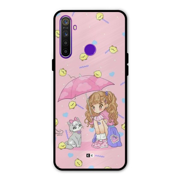 Girl With Cat Glass Back Case for Realme 5s