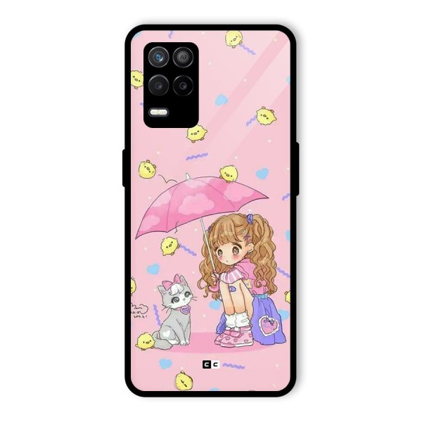 Girl With Cat Glass Back Case for Realme 8s 5G