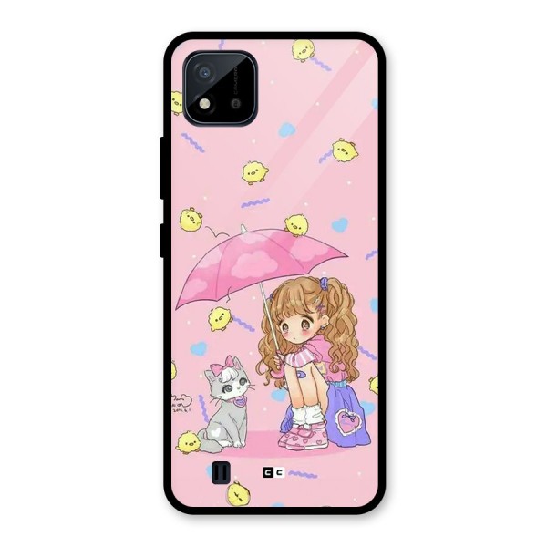 Girl With Cat Glass Back Case for Realme C11 2021