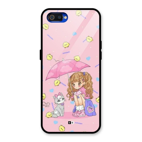 Girl With Cat Glass Back Case for Realme C2