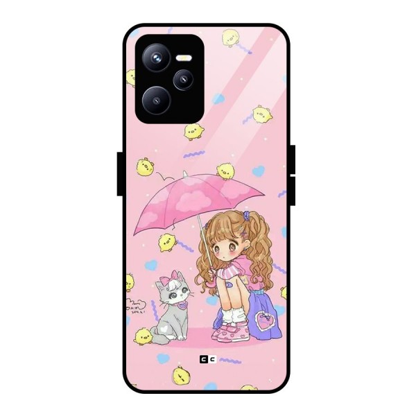 Girl With Cat Glass Back Case for Realme C35