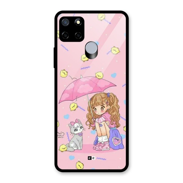 Girl With Cat Glass Back Case for Realme Narzo 20