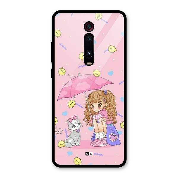 Girl With Cat Glass Back Case for Redmi K20 Pro