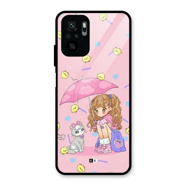 Girl With Cat Glass Back Case for Redmi Note 10