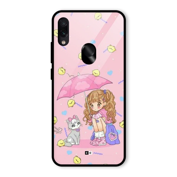 Girl With Cat Glass Back Case for Redmi Note 7