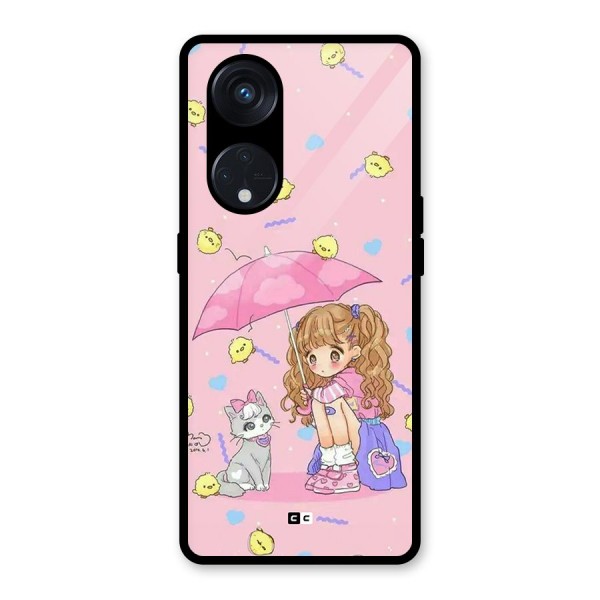 Girl With Cat Glass Back Case for Reno8 T 5G