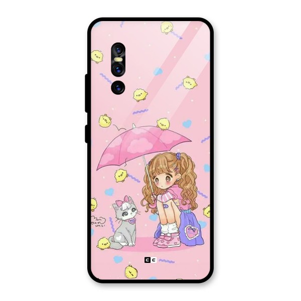 Girl With Cat Glass Back Case for Vivo V15 Pro