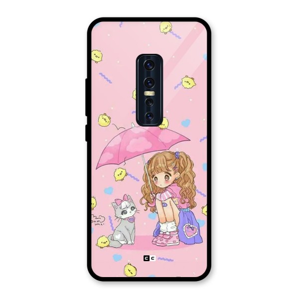 Girl With Cat Glass Back Case for Vivo V17 Pro