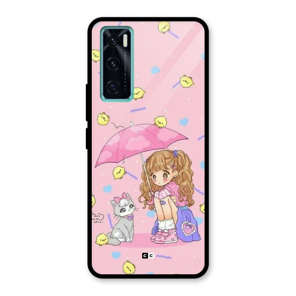 Girl With Cat Glass Back Case for Vivo V20 SE