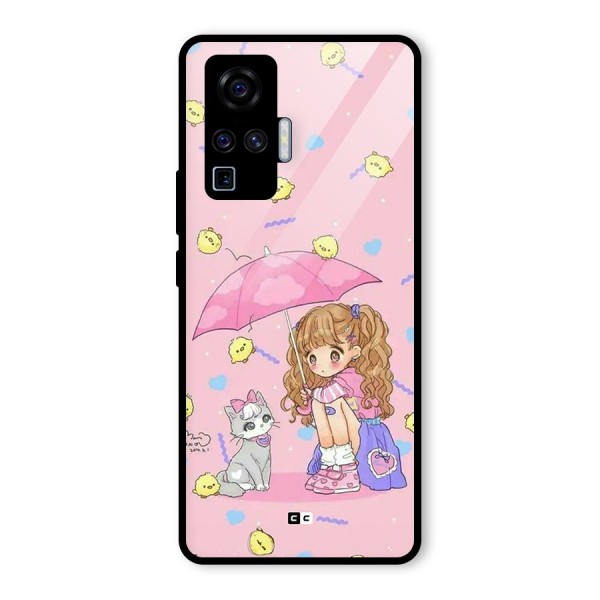 Girl With Cat Glass Back Case for Vivo X50 Pro