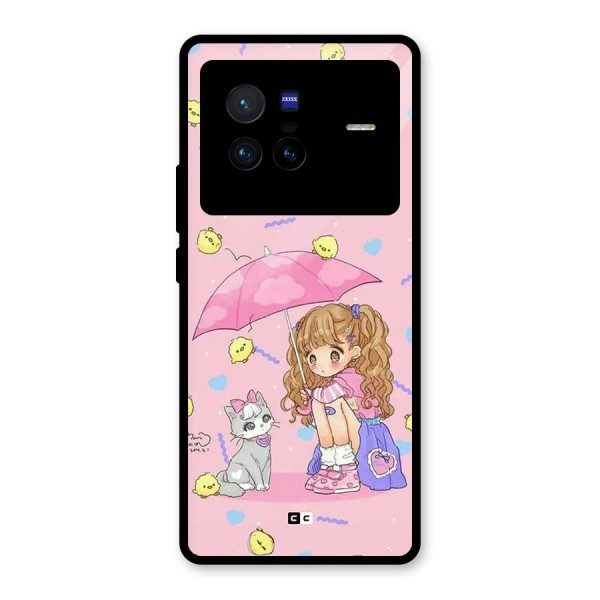 Girl With Cat Glass Back Case for Vivo X80