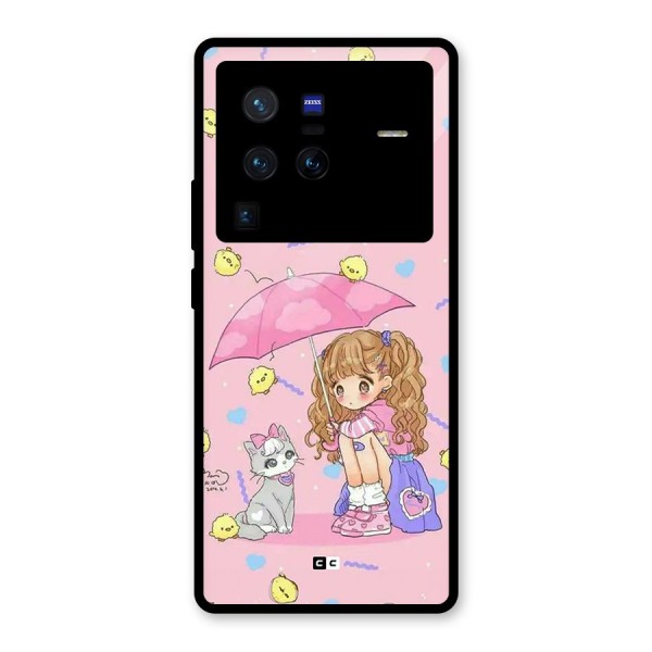 Girl With Cat Glass Back Case for Vivo X80 Pro