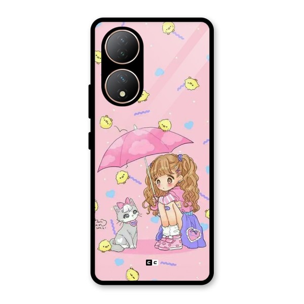 Girl With Cat Glass Back Case for Vivo Y100A