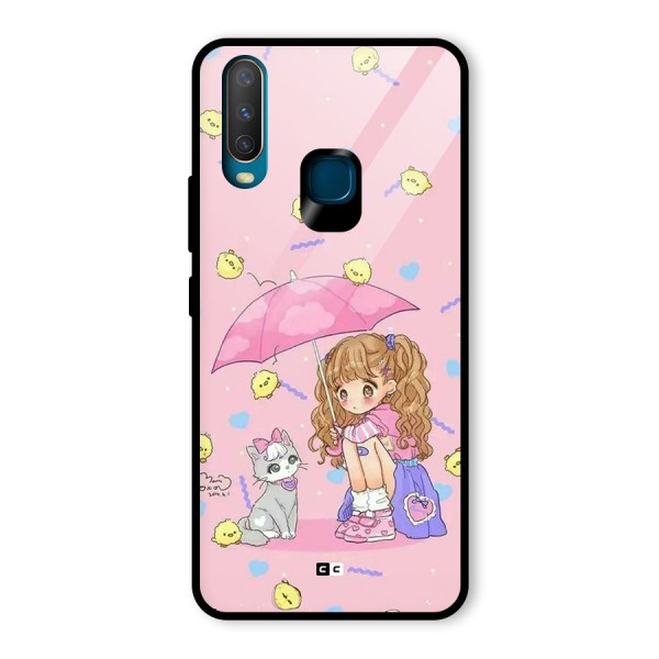 Girl With Cat Glass Back Case for Vivo Y12