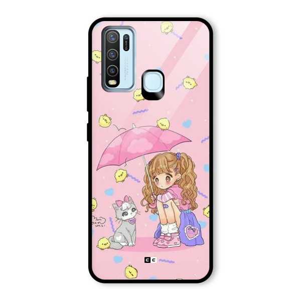 Girl With Cat Glass Back Case for Vivo Y50