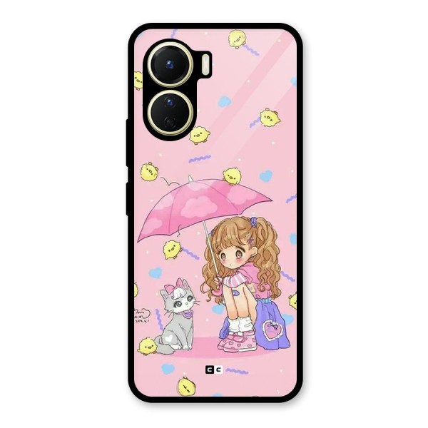 Girl With Cat Glass Back Case for Vivo Y56