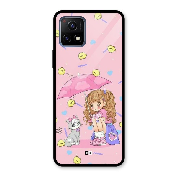 Girl With Cat Glass Back Case for Vivo Y72 5G