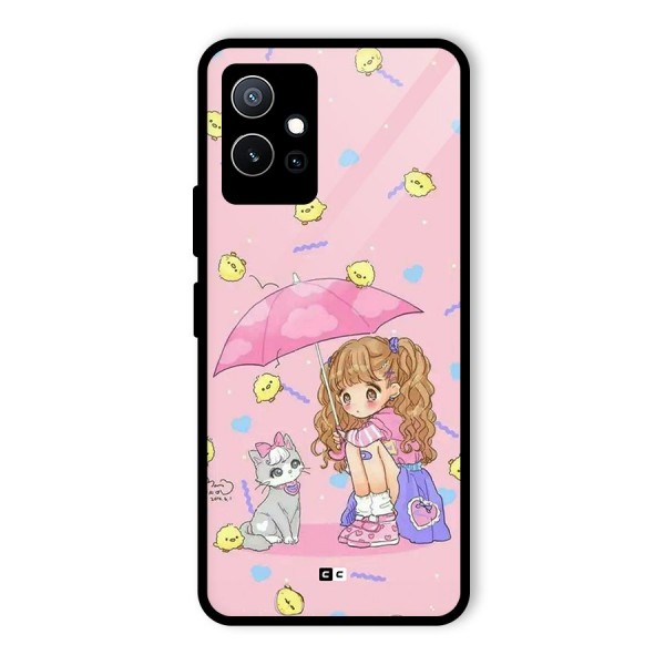 Girl With Cat Glass Back Case for Vivo Y75 5G