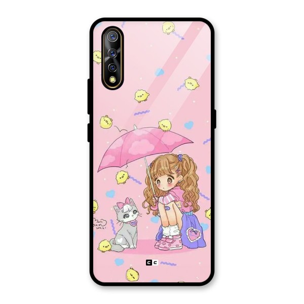 Girl With Cat Glass Back Case for Vivo Z1x