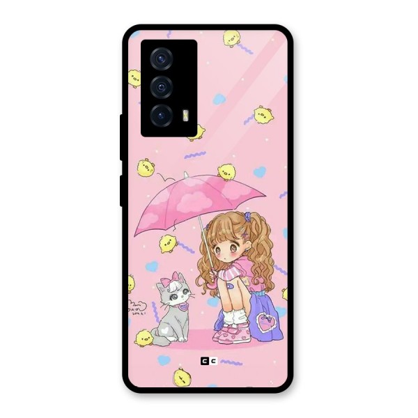 Girl With Cat Glass Back Case for Vivo iQOO Z5