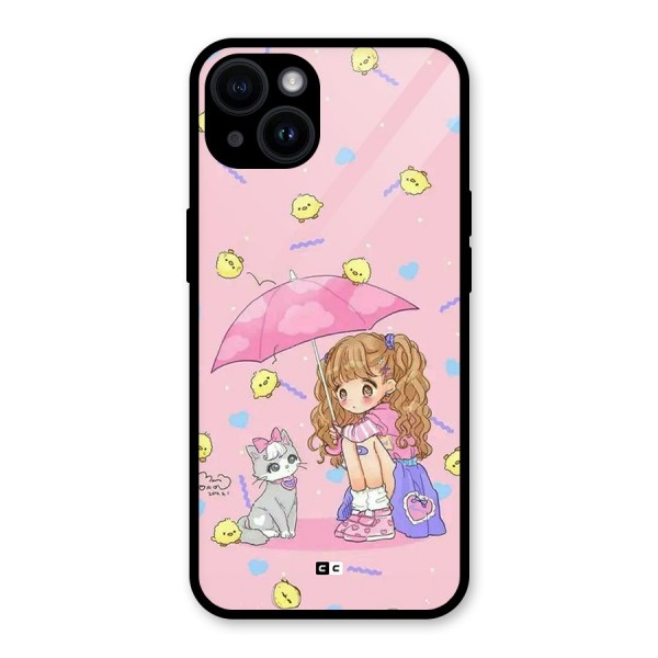 Girl With Cat Glass Back Case for iPhone 14