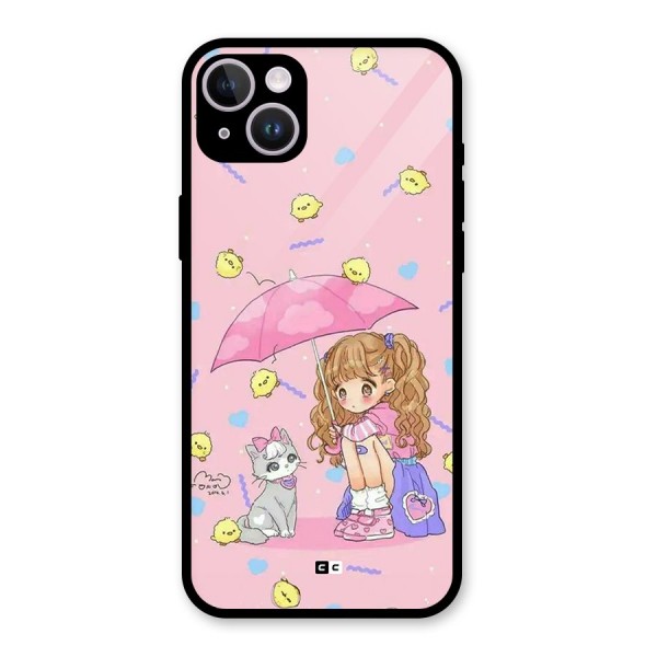 Girl With Cat Glass Back Case for iPhone 14 Plus