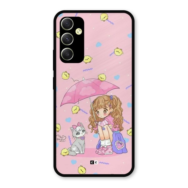 Girl With Cat Metal Back Case for Galaxy A34