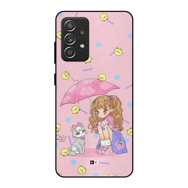 Girl With Cat Metal Back Case for Galaxy A52