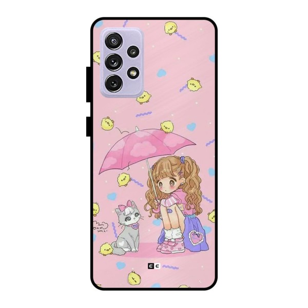 Girl With Cat Metal Back Case for Galaxy A72