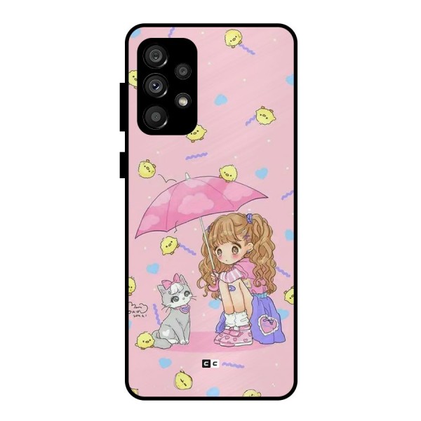 Girl With Cat Metal Back Case for Galaxy A73 5G