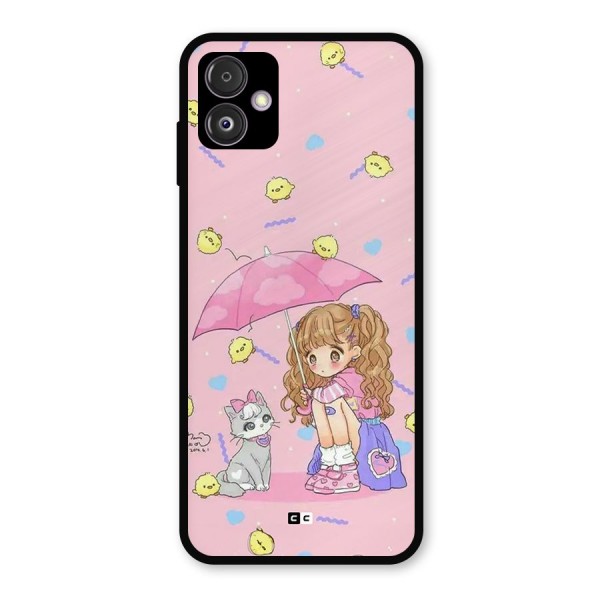 Girl With Cat Metal Back Case for Galaxy F14