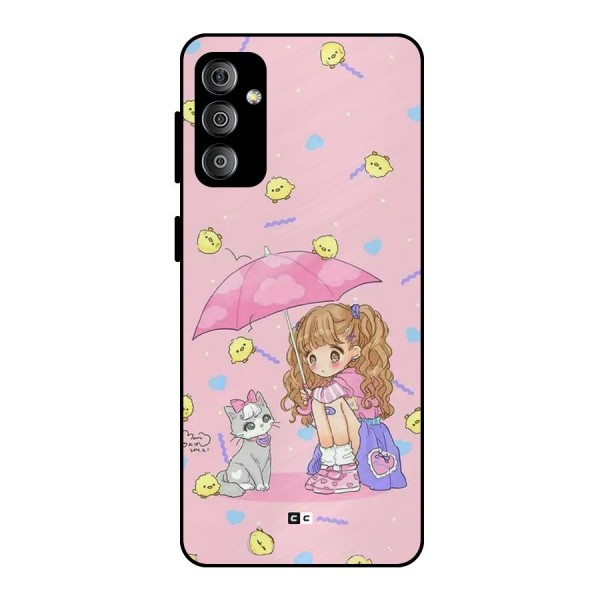 Girl With Cat Metal Back Case for Galaxy F23