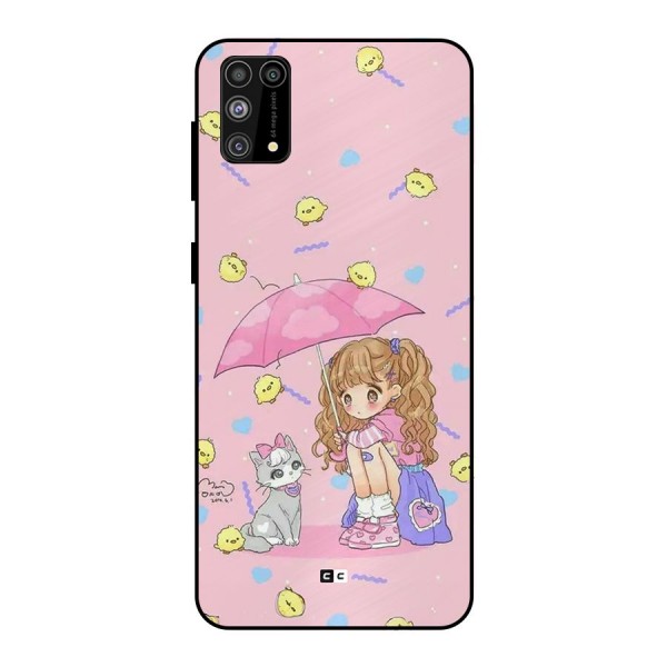 Girl With Cat Metal Back Case for Galaxy F41